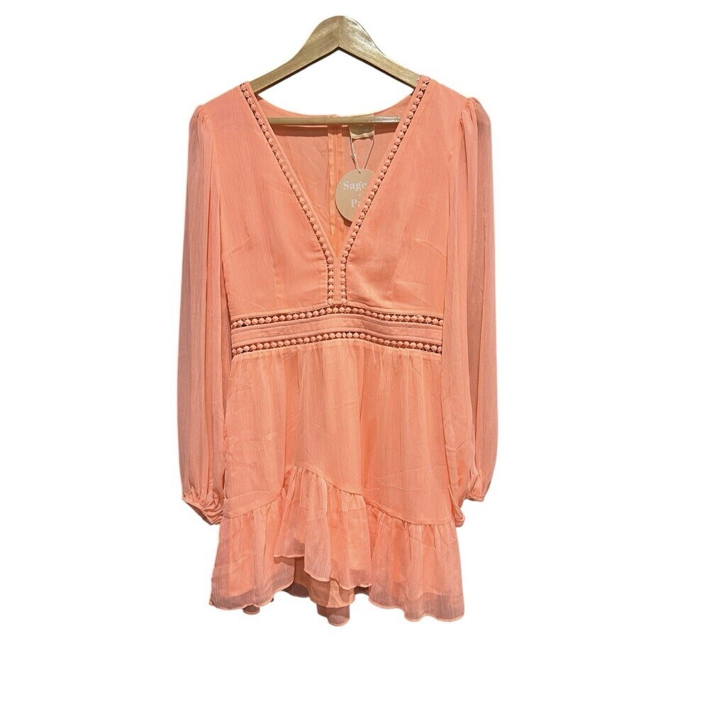 Nwt Sage & Paige In Heaven Mini Dress Neon Orange Pink Womens Size Medium Summer - Picture 2 of 9